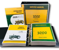 SERVICE OPERATORS PARTS MANUAL SET FOR JOHN DEERE 3020 TRACTOR SN UP TO 123,000
