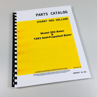 SPERRY NEW HOLLAND HAYLINER 283 1283 BALER SELF-PROPELLED PARTS CATALOG MANUAL