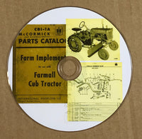 FARMALL CUB TRACTOR FARM IMPLEMENT CATALOG MANUAL EXPLODED PARTS VIEWS ON CD/DVD