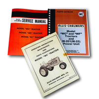 SET ALLIS CHALMERS WC TRACTOR SERVICE PARTS OPERATORS MANUAL OWNERS CATALOG AC