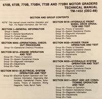 TECHNICAL OPERATIONS & TESTING MANUAL FOR JOHN DEERE 770BH MOTOR ROAD GRADER