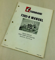 FARMHAND F202-B ROW CROP CULTIVATOR OPERATORS MANUAL INSTRUCTIONS PARTS LIST