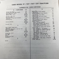 J.I. CASE D DC DO DV TRACTORS PARTS MANUAL CATALOG BOOK S/N 4511449 and up