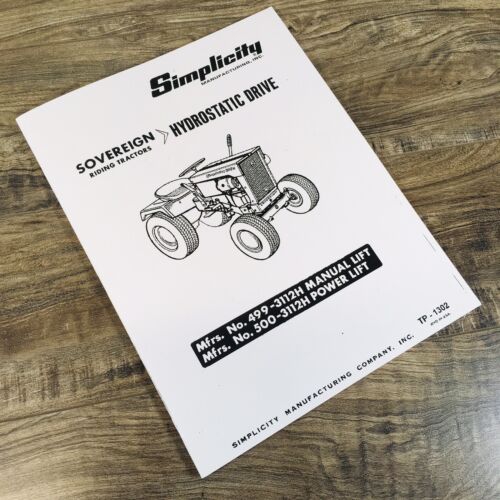 Allis Simplicity 500 - 3112H Lawn Garden Tractor Operators & Parts Manual Owners