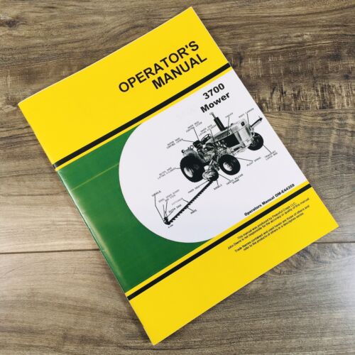 Operators Manual For John Deere 3700 Mower Owners Book Maintenance