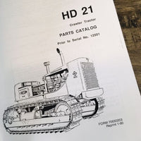 Allis Chalmers Hd21A Hd21F Hd21G Crawler Tractor Parts Manual Catalog Assembly