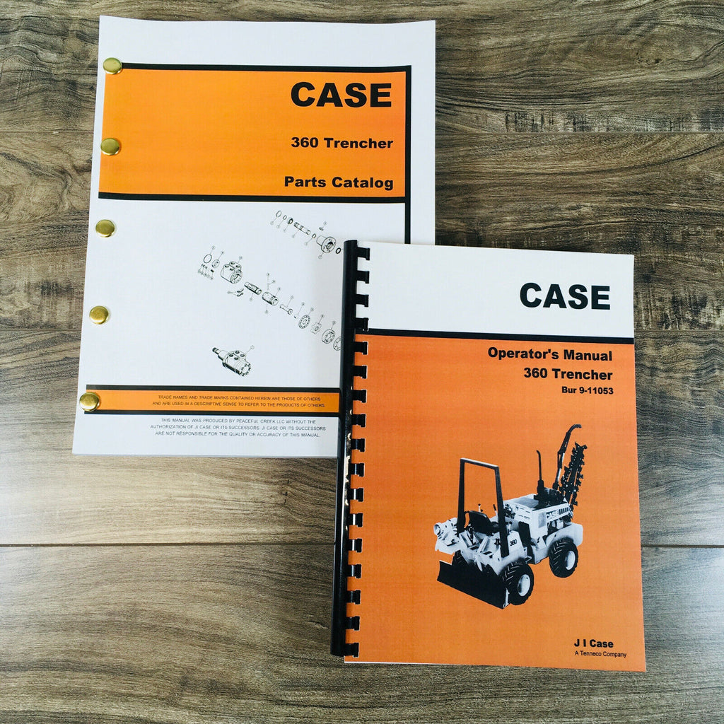 CASE 360 TRENCHER MANUAL PARTS CATALOG OPERATORS OWNERS SET BOOK BACKHOE ATTACH